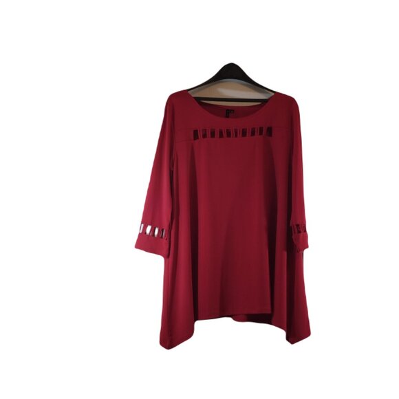 Red Nine Four One Boxy 3/4 Sleeve Tunic blouse size L - Picture 1 of 7